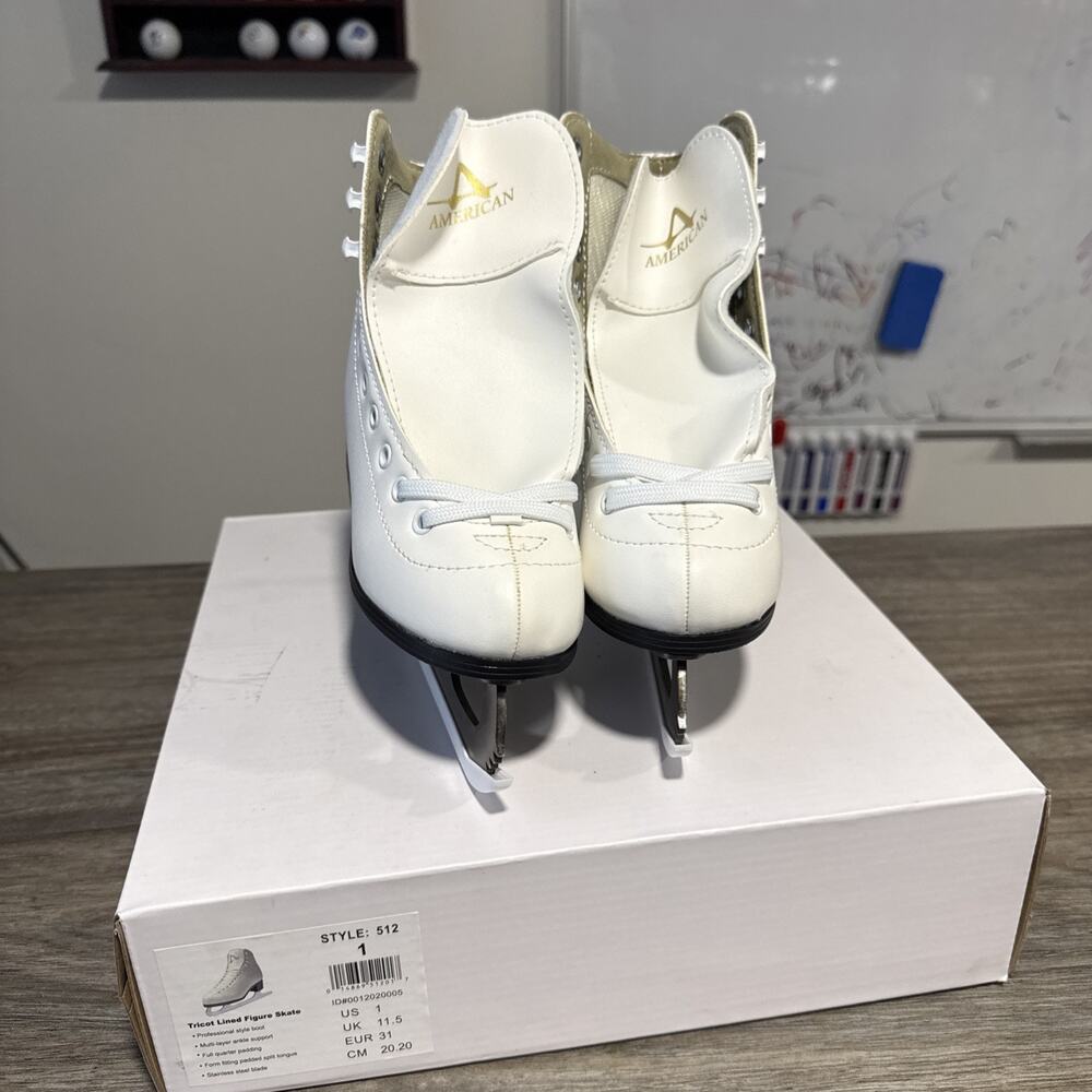 American Athletic Shoe Girls Tricot Lined Figure Skates, Size 1, White